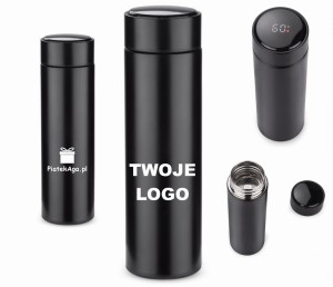 Butelka termiczna z termometrem LEDIKT 440 ml - TWOJE LOGO