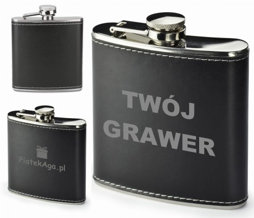 PIERSIÓWKA 180ml z EKOSKÓRA z GRAWEREM dla FIRM