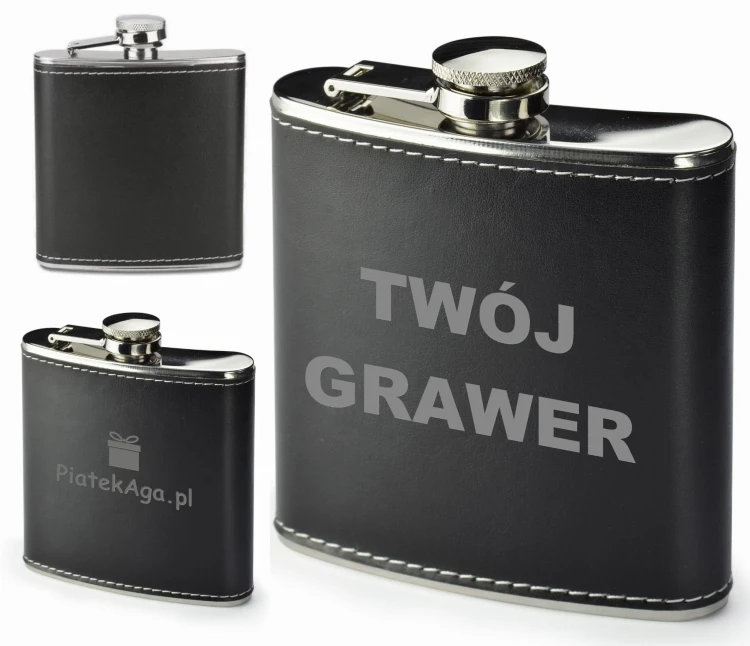 PIERSIÓWKA 180ml z EKOSKÓRA z GRAWEREM dla FIRM