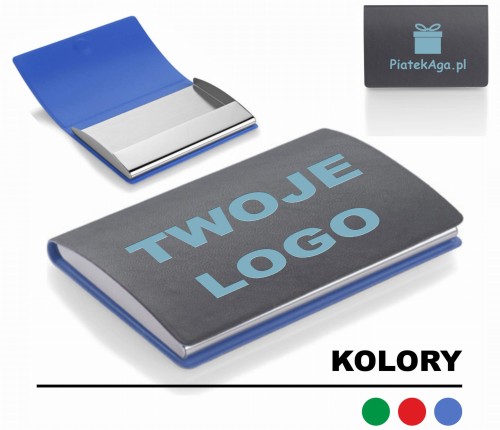 Czarny wizytownik z niebieskim wnętrzem dla FIRM