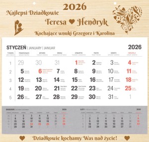 KALENDARZ ŚCIENNY WZÓR 5 DLA BABCI I DZIADKA