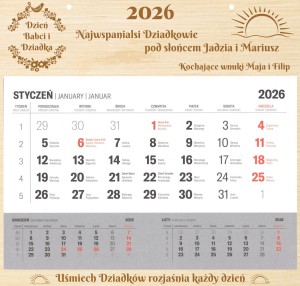 KALENDARZ ŚCIENNY WZÓR 7 DLA BABCI I DZIADKA
