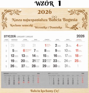  KALENDARZ ŚCIENNY DLA BABCI/DZIADKA  WSZYSTKIE WZORY