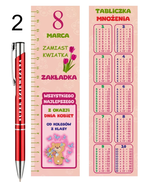 Długopis   + linijka prezent dzień  kobiet