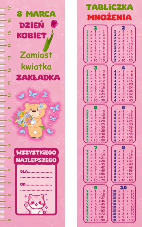 Długopis + linijka zakładka prezent dzień kobiet