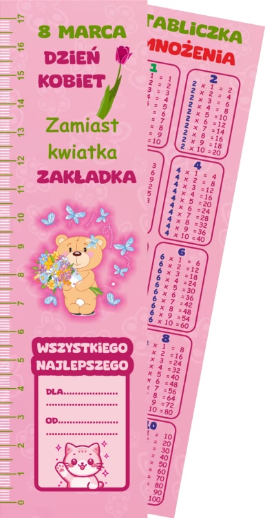 zestaw 3w1 krówka + długopis + zakładka linijka