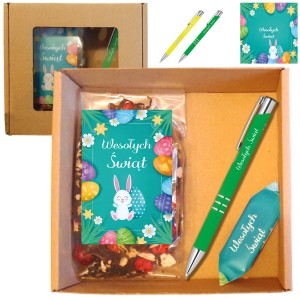 PREZENT WIELKANOCNY - DŁUGOPIS + HERBATA + KRÓWKA