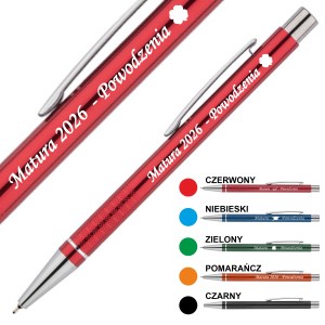 DŁUGOPIS LEKKOPISZĄCY Z GRAWEREM - Personalizacja - CZARNY WKŁAD - Matura Egzamin 8 klas 