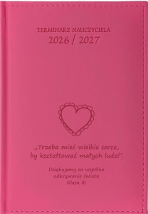 KALENDARZ NAUCZYCIELA MOCNY RÓŻOWY Porcellana A5 Dzienny 2026/27 