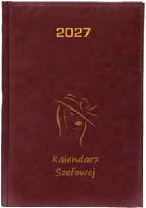 Kalendarz Książkowy B6 Dzienny Bordowy 2027 - Baladek