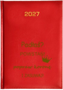 Kalendarz Książkowy B6 Dzienny Czerwony 2027 - Baladek