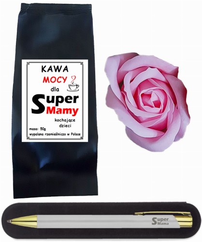 PREZENT DLA MAMY- BABCI - NAUCZYCIELA - 3w1 -KAWA + MYDLANA RÓŻA + DŁUGOPIS SUPER MAMA.jpg